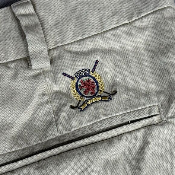 Tommy Hilfiger Pleated Shorts Mens 36x7 90s Lion Crest Twill Tan‎ Khaki Chino - Picture 3 of 11